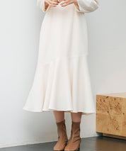 ドッキングイートンカラーのマーメイドロングワンピースsdp0335 アイボリー