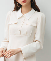 ドッキングイートンカラーのマーメイドロングワンピースsdp0335 アイボリー