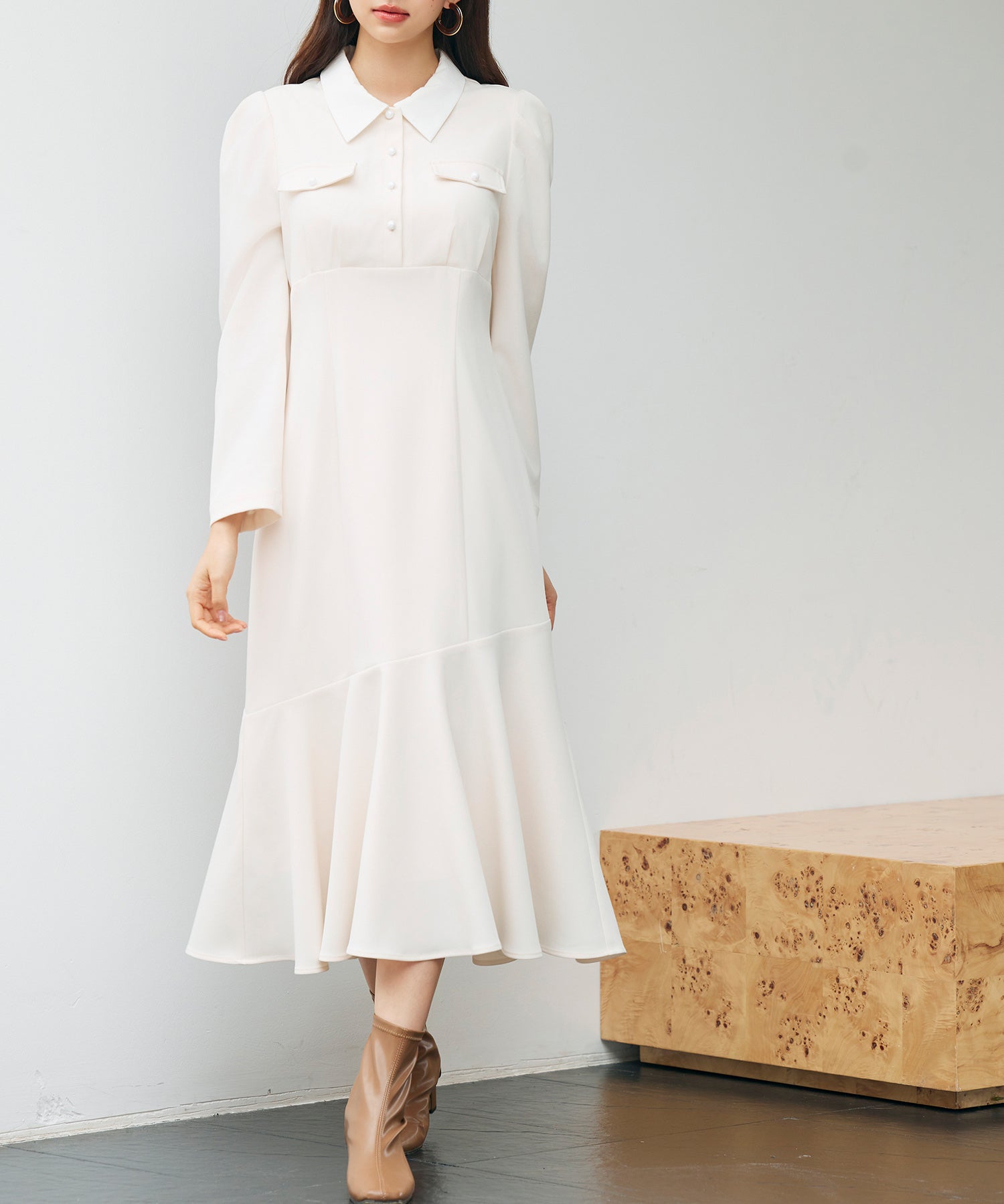 ドッキングイートンカラーのマーメイドロングワンピースsdp0335-102-38