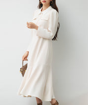 ドッキングイートンカラーのマーメイドロングワンピースsdp0335 アイボリー