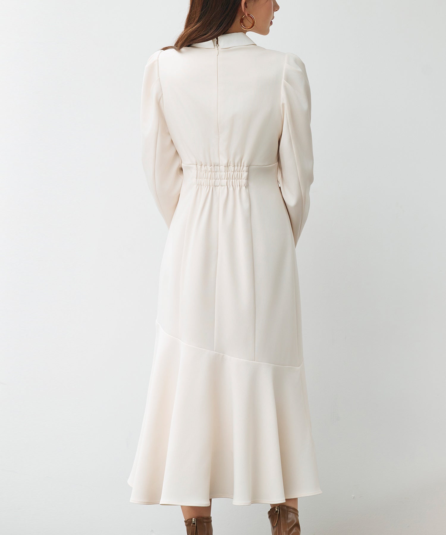 ドッキングイートンカラーのマーメイドロングワンピースsdp0335 アイボリー