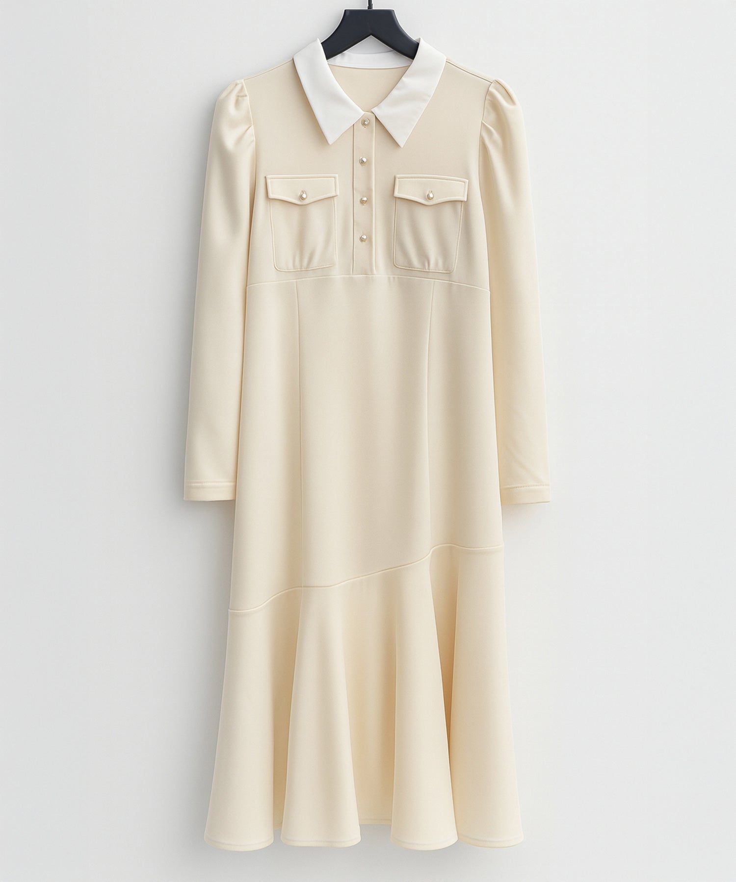 ドッキングイートンカラーのマーメイドロングワンピースsdp0335 アイボリー