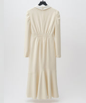 ドッキングイートンカラーのマーメイドロングワンピースsdp0335 アイボリー