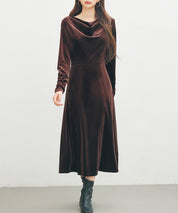 ドレープドネックのベロアワンピースsdp0337-102-157