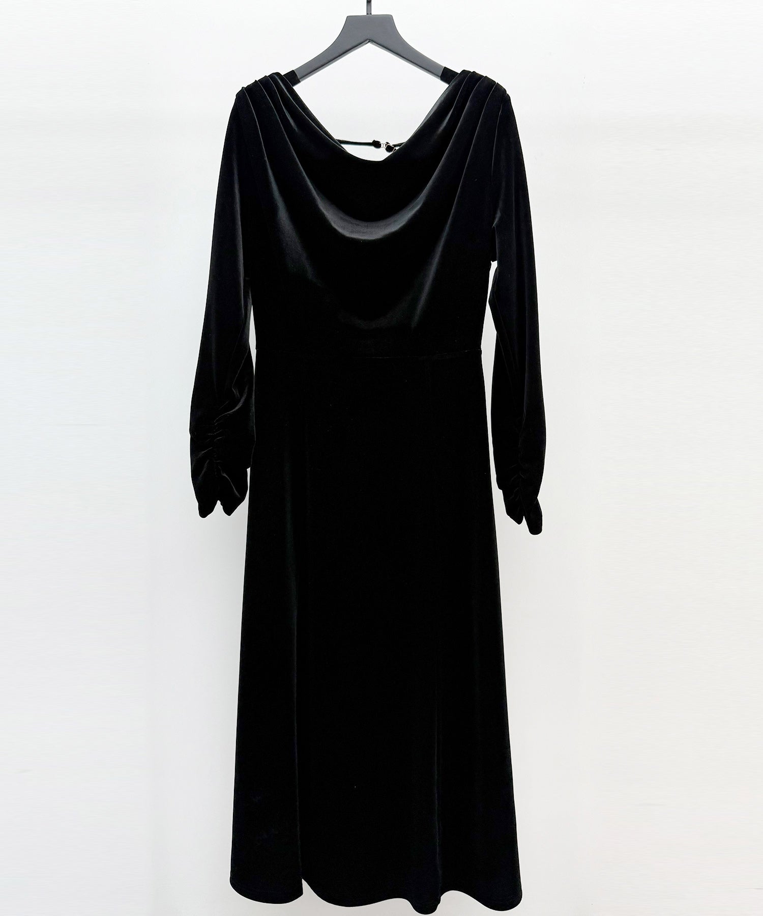 ドレープドネックのベロアワンピースsdp0337 ブラック