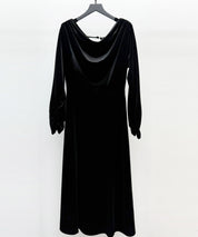 ドレープドネックのベロアワンピースsdp0337 ブラック