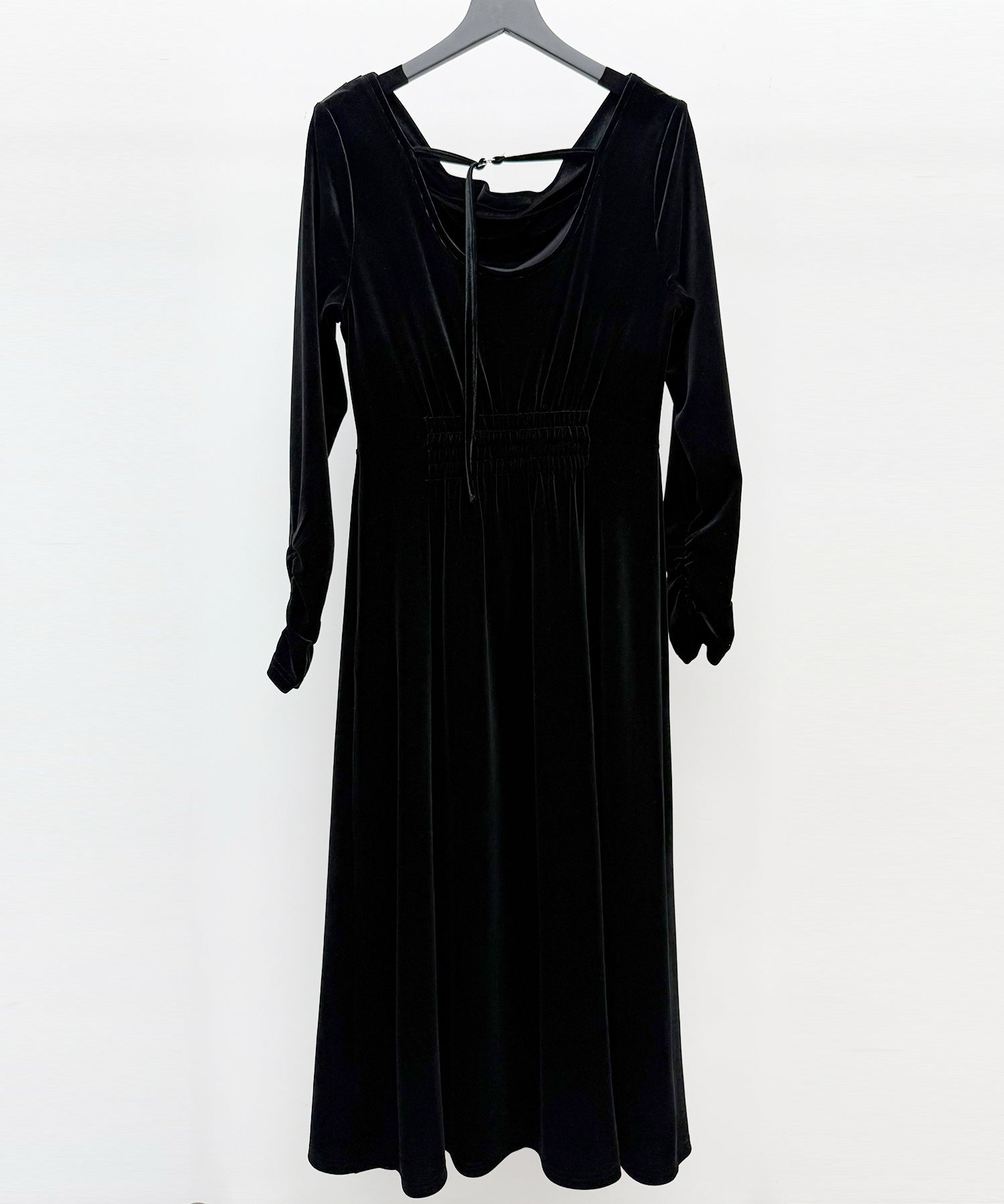 ドレープドネックのベロアワンピースsdp0337 ブラック