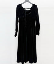 ドレープドネックのベロアワンピースsdp0337 ブラック