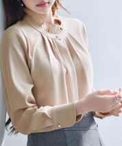 ギャザーたっぷりのフェミニンなバルカンブラウスsdp0338 ベージュ