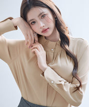 ギャザーたっぷりのフェミニンなバルカンブラウスsdp0338 ベージュ