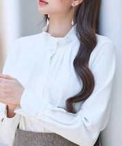ギャザーたっぷりのフェミニンなバルカンブラウスsdp0338 ホワイト
