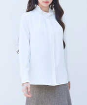 ギャザーたっぷりのフェミニンなバルカンブラウスsdp0338 ホワイト