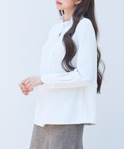 ギャザーたっぷりのフェミニンなバルカンブラウスsdp0338 ホワイト