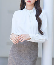 ギャザーたっぷりのフェミニンなバルカンブラウスsdp0338 ホワイト