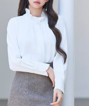 ギャザーたっぷりのフェミニンなバルカンブラウスsdp0338 ホワイト