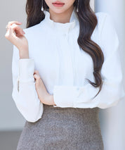 ギャザーたっぷりのフェミニンなバルカンブラウスsdp0338 ホワイト
