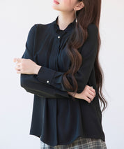 ギャザーたっぷりのフェミニンなバルカンブラウスsdp0338 ブラック