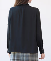 ギャザーたっぷりのフェミニンなバルカンブラウスsdp0338 ブラック