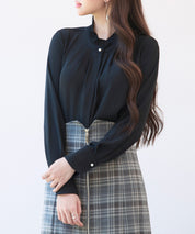 ギャザーたっぷりのフェミニンなバルカンブラウスsdp0338 ブラック