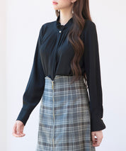 ギャザーたっぷりのフェミニンなバルカンブラウスsdp0338 ブラック