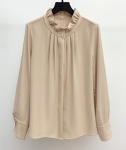 ギャザーたっぷりのフェミニンなバルカンブラウスsdp0338 ベージュ