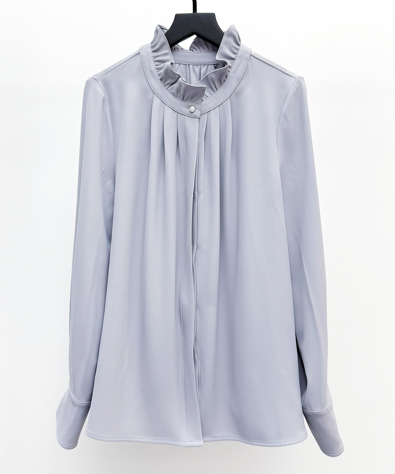 ギャザーたっぷりのフェミニンなバルカンブラウスsdp0338 ブルーグレー