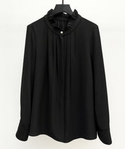 ギャザーたっぷりのフェミニンなバルカンブラウスsdp0338 ブラック