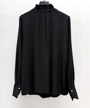 ギャザーたっぷりのフェミニンなバルカンブラウスsdp0338 ブラック