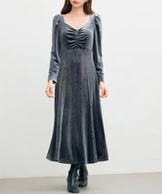 ドットプリントベロアロングワンピースsdp0340-102-365