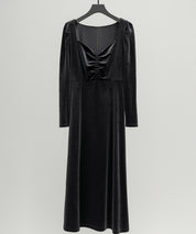 ドットプリントベロアロングワンピースsdp0340 チャコール