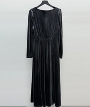 ドットプリントベロアロングワンピースsdp0340 チャコール