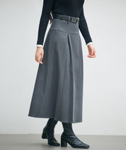 ヨークスカートとベルトの2点セットsdp0341 チャコール