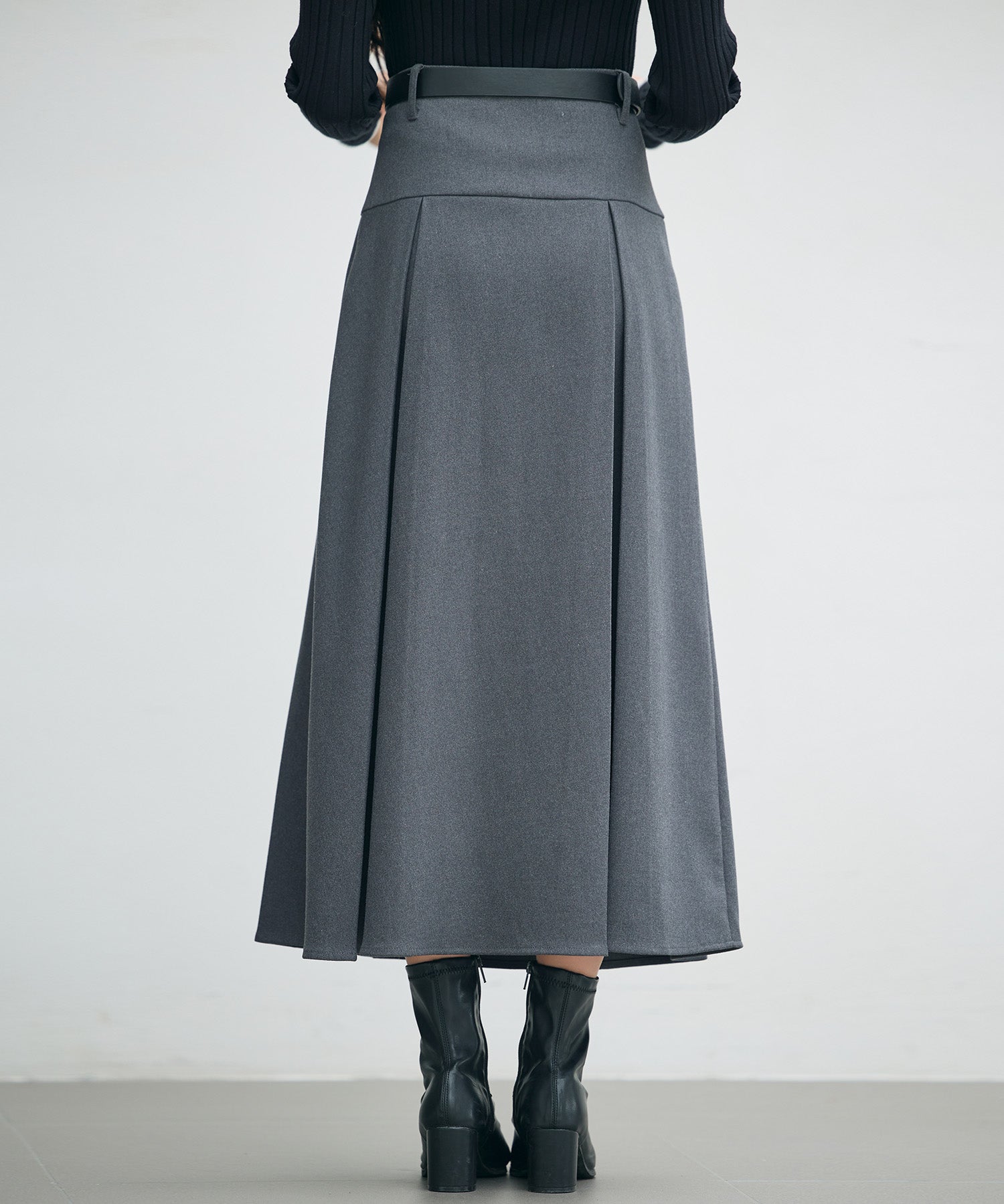 ヨークスカートとベルトの2点セットsdp0341 チャコール