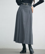ヨークスカートとベルトの2点セットsdp0341 チャコール