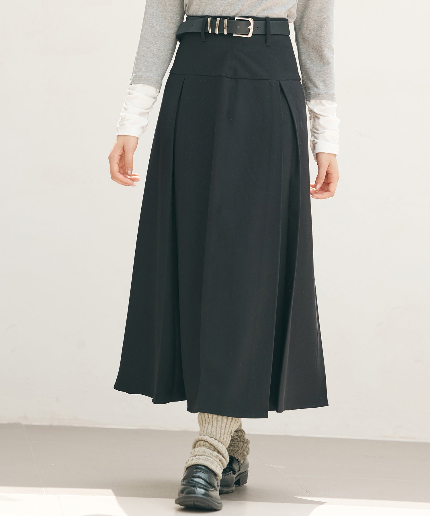 ヨークスカートとベルトの2点セットsdp0341 ブラック