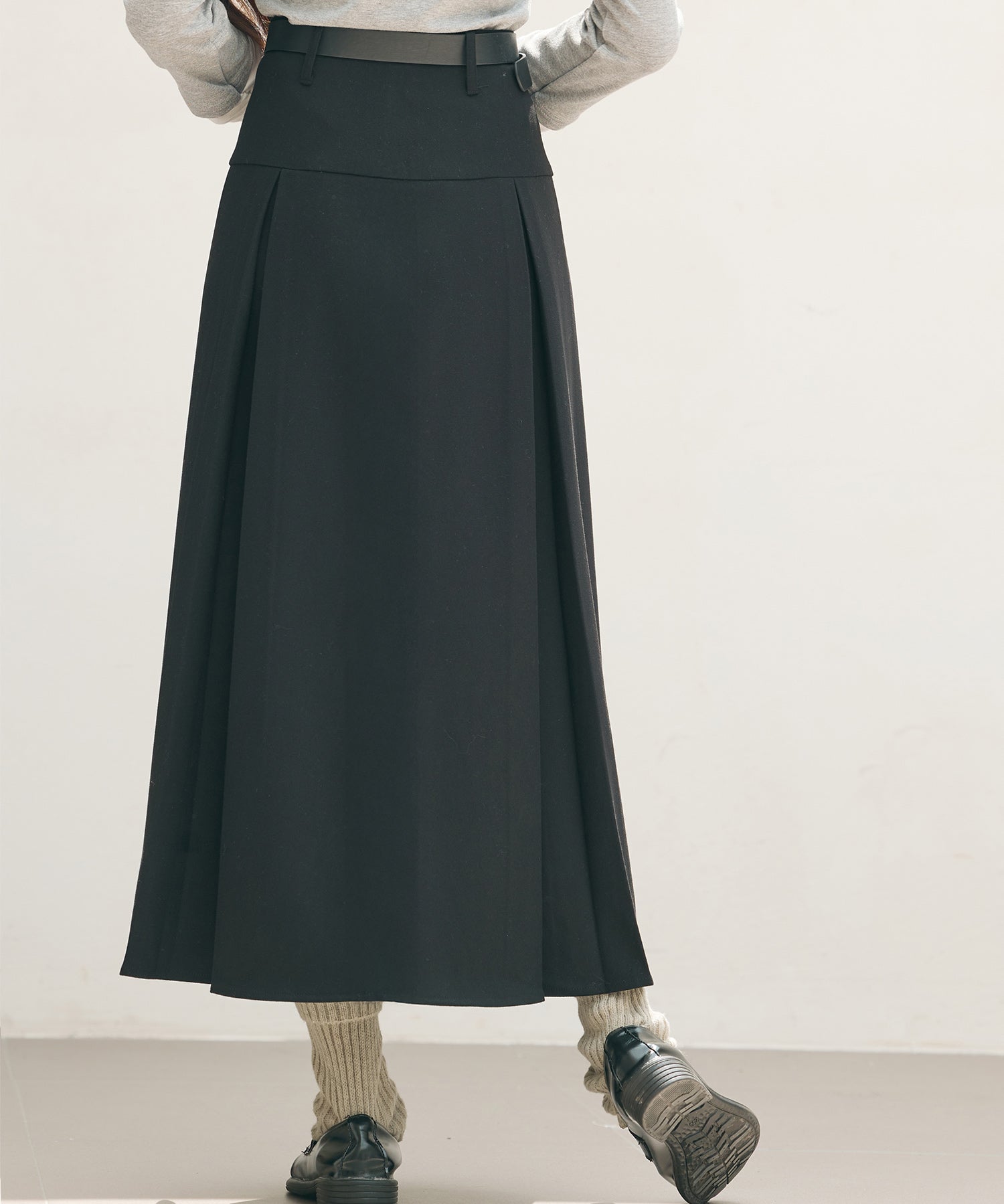 ヨークスカートとベルトの2点セットsdp0341 ブラック