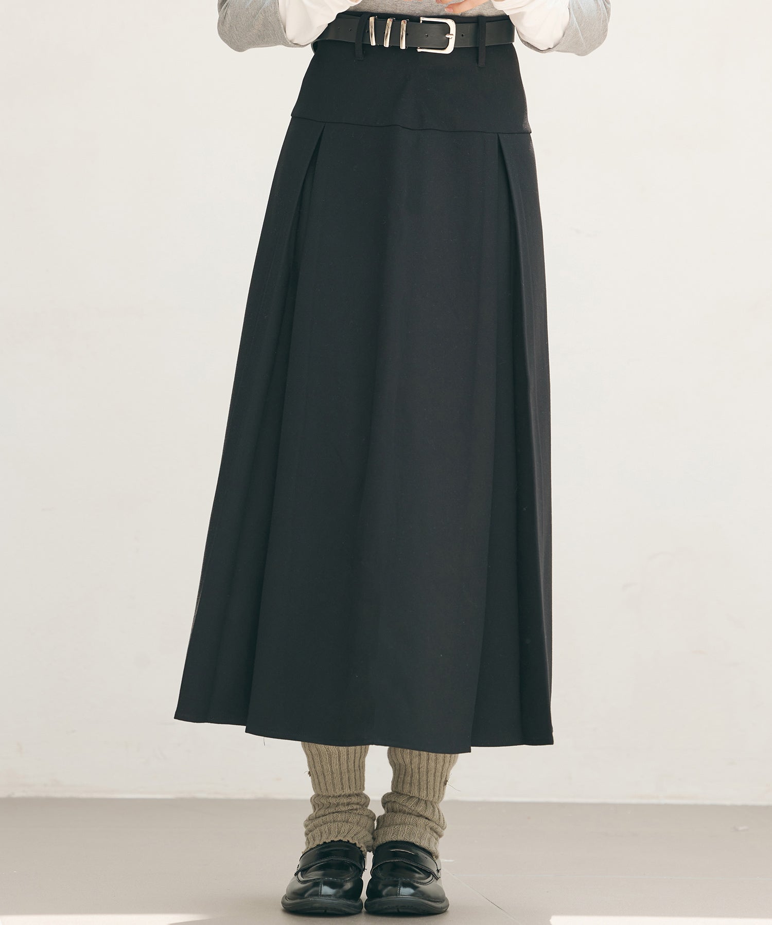 ヨークスカートとベルトの2点セットsdp0341 ブラック