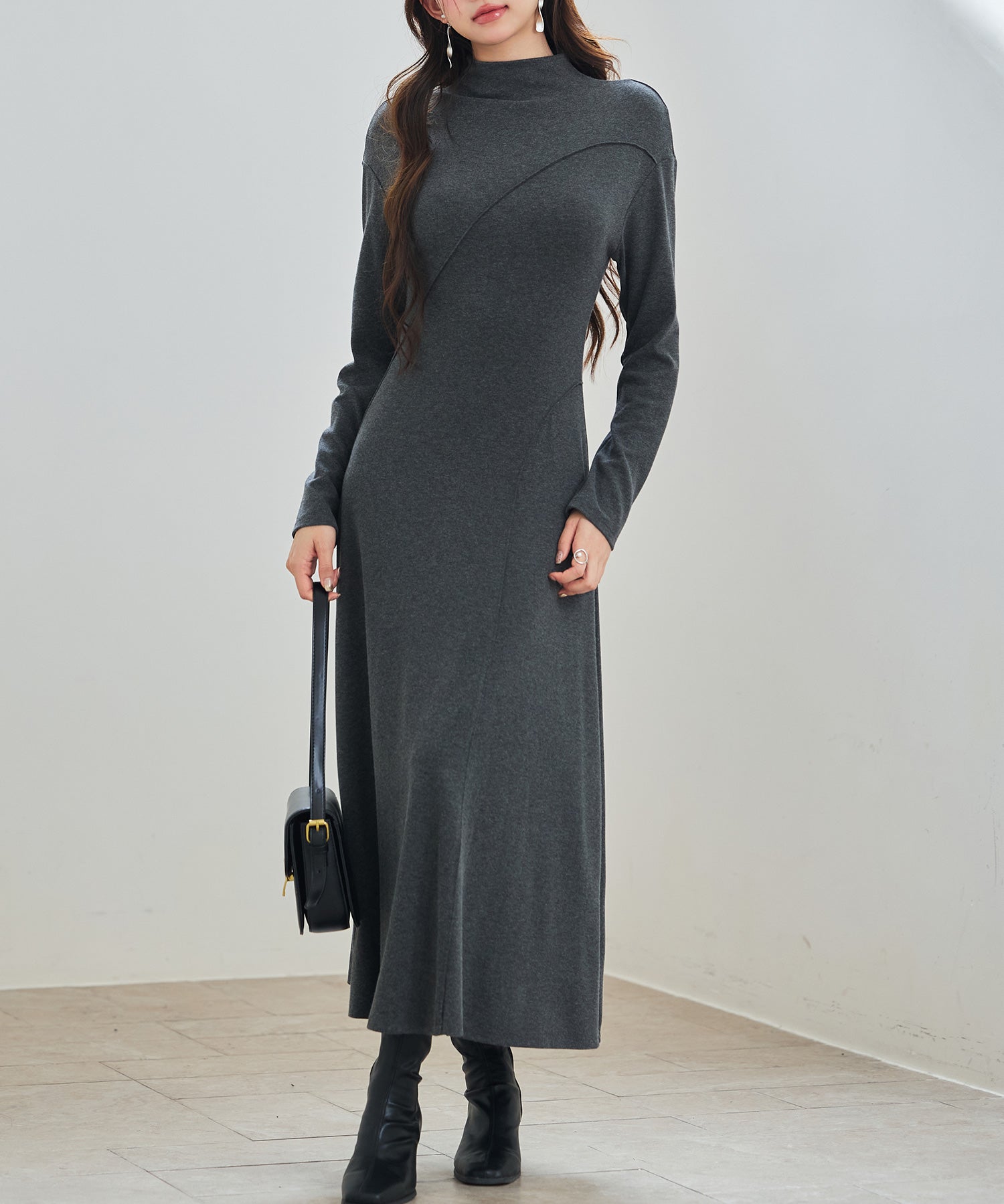 ボトルネックネックロングワンピースsdp0342-102-365