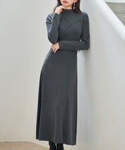 ボトルネックネックロングワンピースsdp0342 チャコール