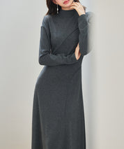 ボトルネックネックロングワンピースsdp0342 チャコール