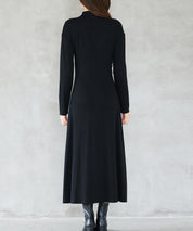 ボトルネックネックロングワンピースsdp0342 ブラック