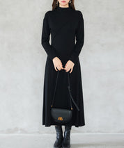 ボトルネックネックロングワンピースsdp0342 ブラック