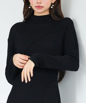 ボトルネックネックロングワンピースsdp0342 ブラック