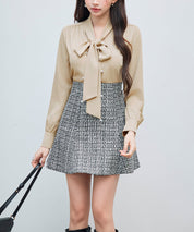 パール付き ボウタイブラウスsdp0343 ベージュ