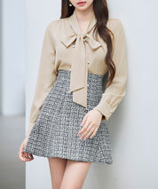 パール付き ボウタイブラウスsdp0343 ベージュ