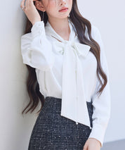 パール付き ボウタイブラウスsdp0343-102-1