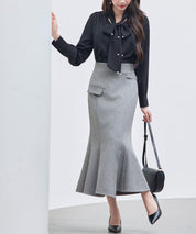 パール付き ボウタイブラウスsdp0343 ブラック