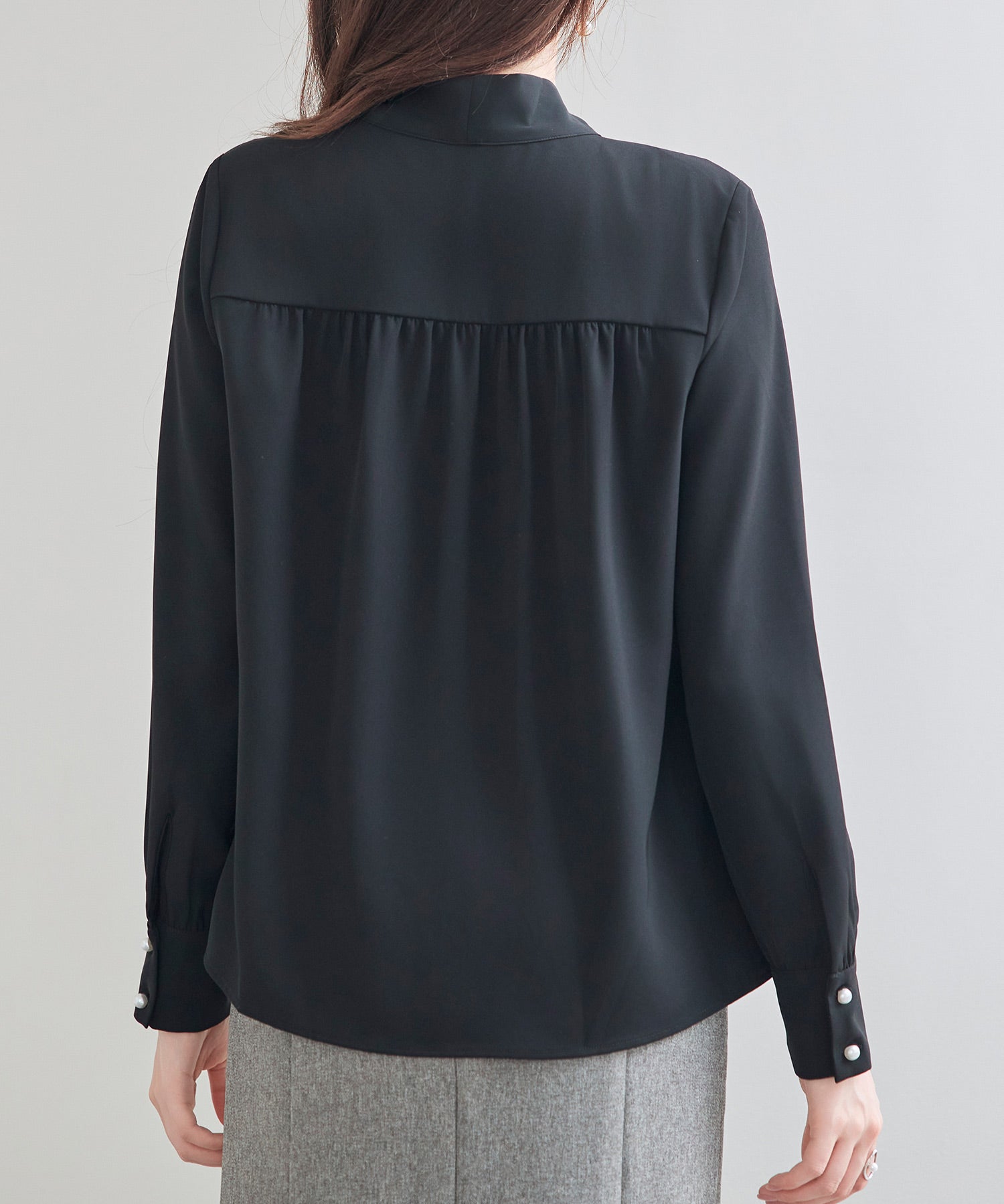 パール付き ボウタイブラウスsdp0343 ブラック