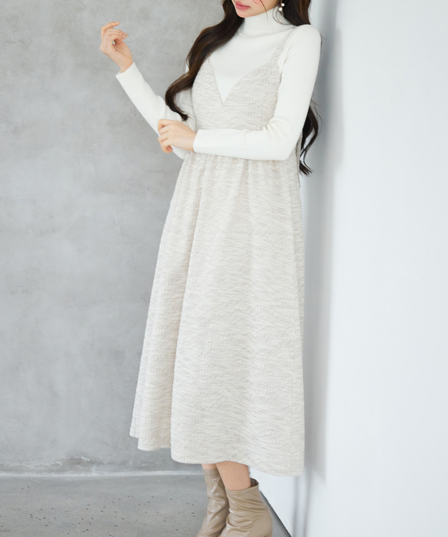 デジタル柄スイッチングキャミワンピースsdp0345 ベージュ