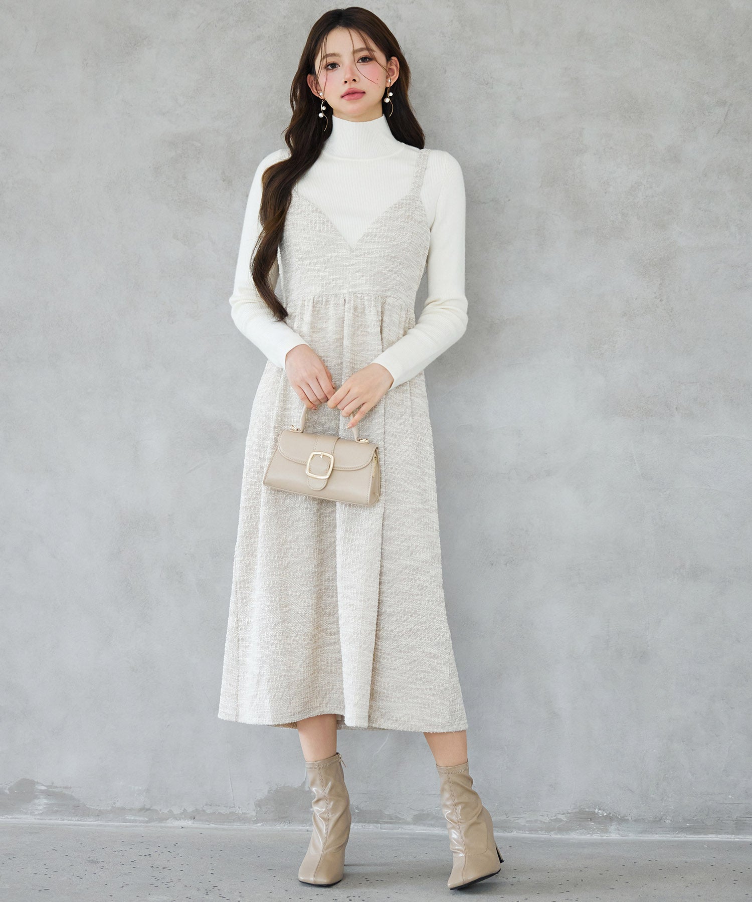 デジタル柄スイッチングキャミワンピースsdp0345 ベージュ